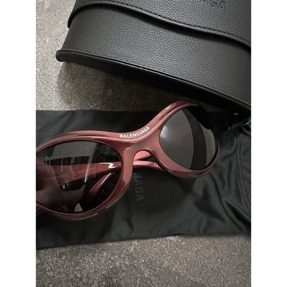 Balenciaga Dynamo Geometrical Sunglasses in Burgundy main image 4